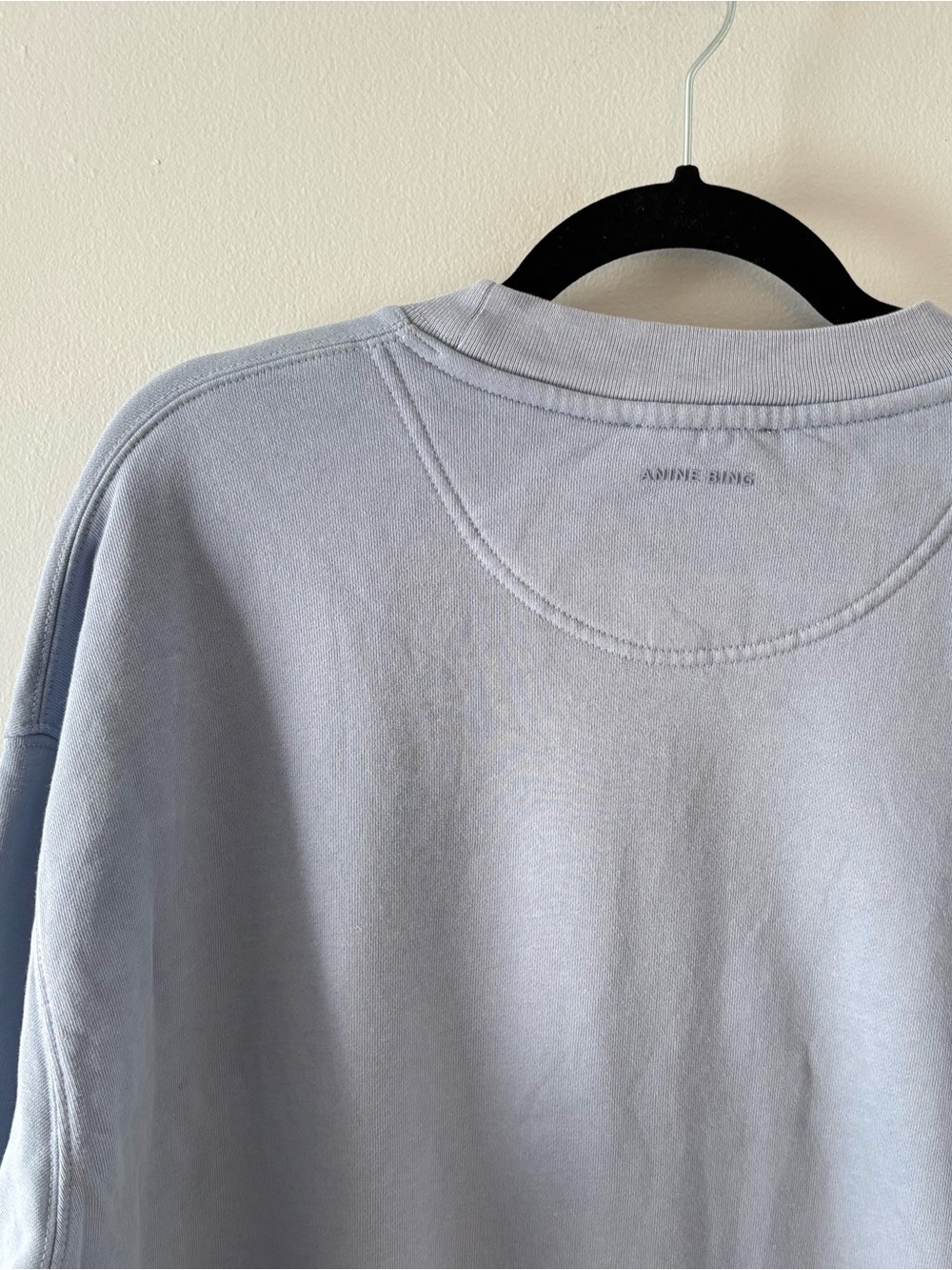 Anine Bing Tyler Crewneck in Capri Blue Oversized Sweatshirt Sweater Graphic - Picture 10 of 10